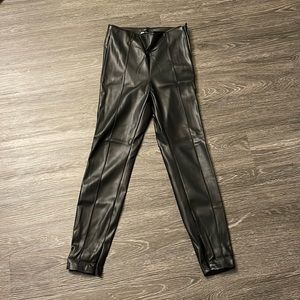 Zara Matte Black Vegan Leather Pant with Zipper Detail